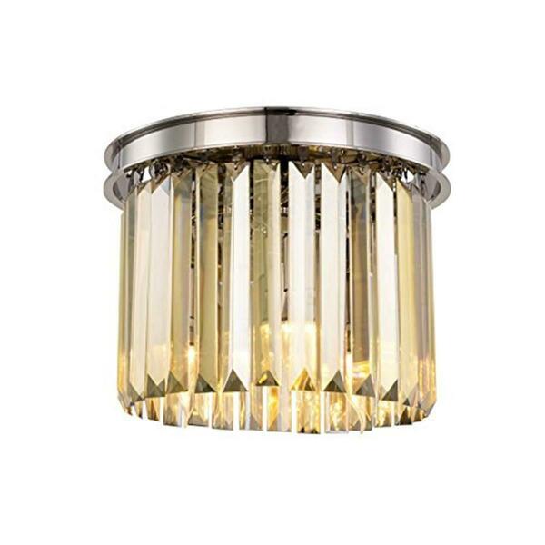 Glowflow 1238F12PN-GT-RC Sydney 3 Light Flush Mount Royal Cut Crystals - Polished Nickel GL2954150